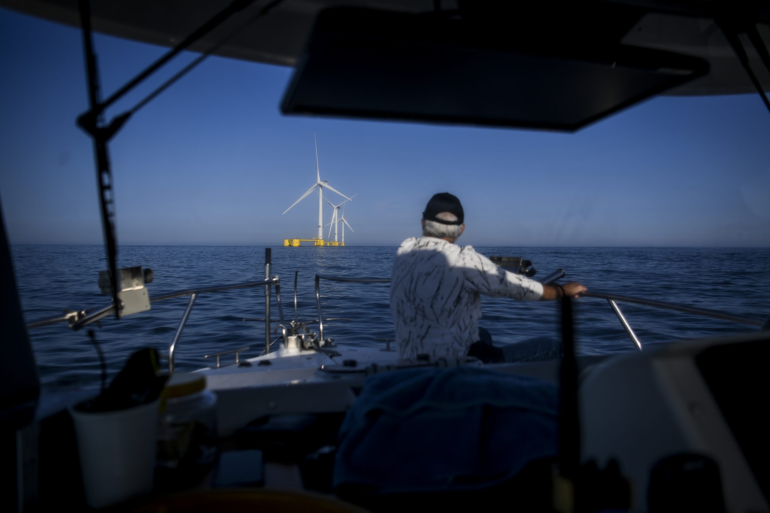 WindFloat Atlantic wind farm is pictured at Viana do Castelo, north of Portugal, on June 14, 2021.